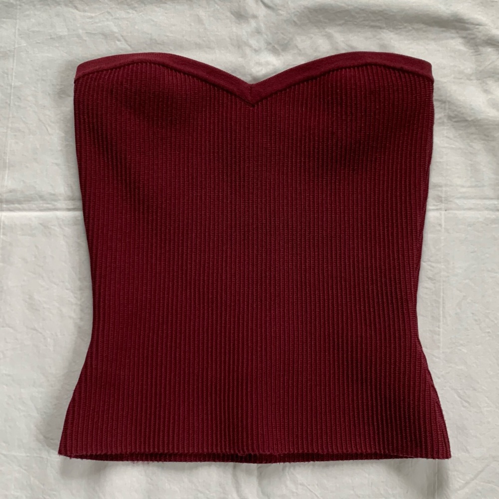 Babaton Sculpt Knit Sweetheart Tube Top Berry Pink Size XS